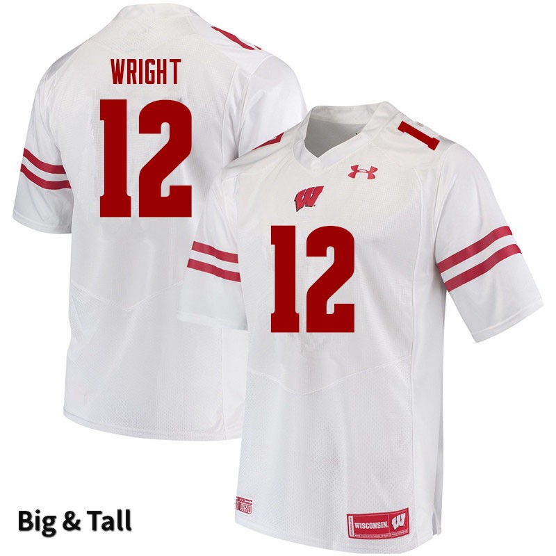 Wisconsin Badgers Men's #12 Daniel Wright NCAA Under Armour Authentic White Big & Tall College Stitched Football Jersey WT40L57PM